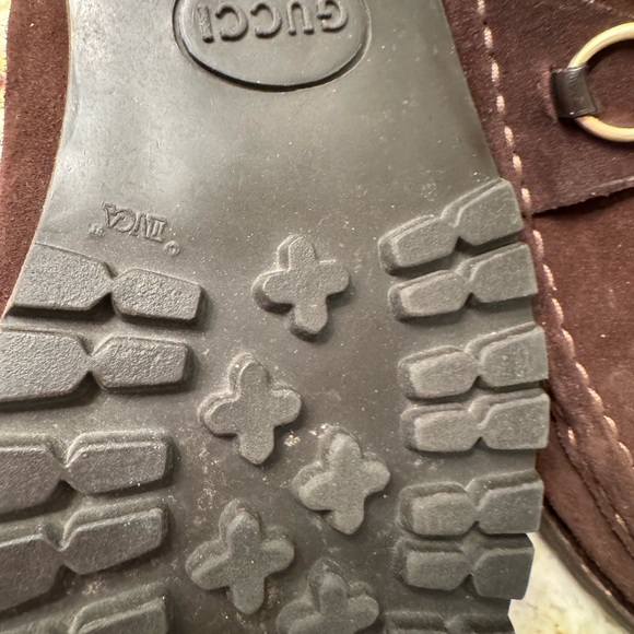 Gucci Women's Brown Suede Loafers with Gold Accents - Picture 5 of 12